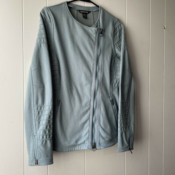 ATHLETA Moto Jacket Sz Medium Minimalistic Grey #982849 FALL 2021 Women’s - Picture 4 of 12
